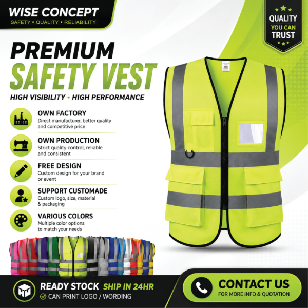 🦺 HIGH VISIBILITY SAFETY VEST | READY STOCK | MULTIPLE COLORS AVAILABLE