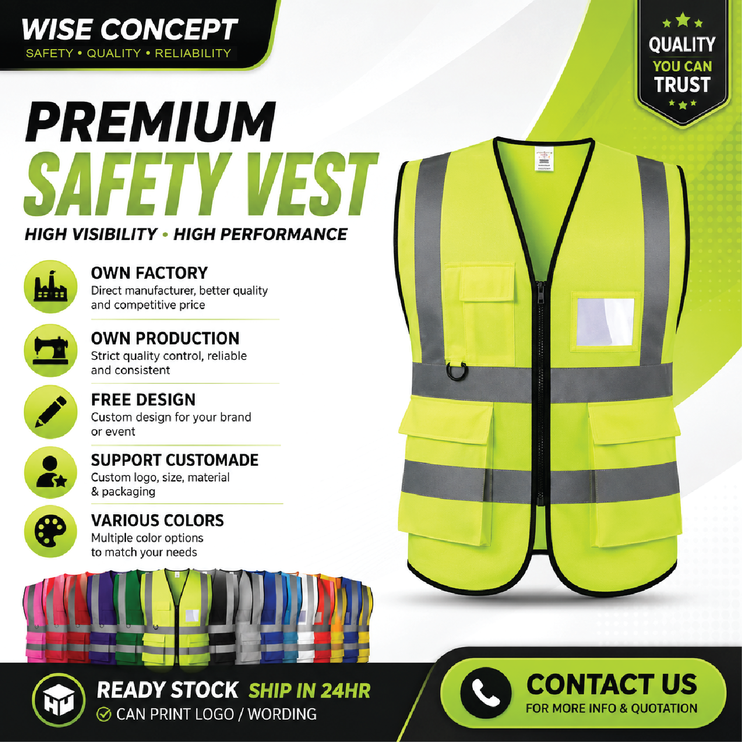 🦺 HIGH VISIBILITY SAFETY VEST | READY STOCK | MULTIPLE COLORS AVAILABLE